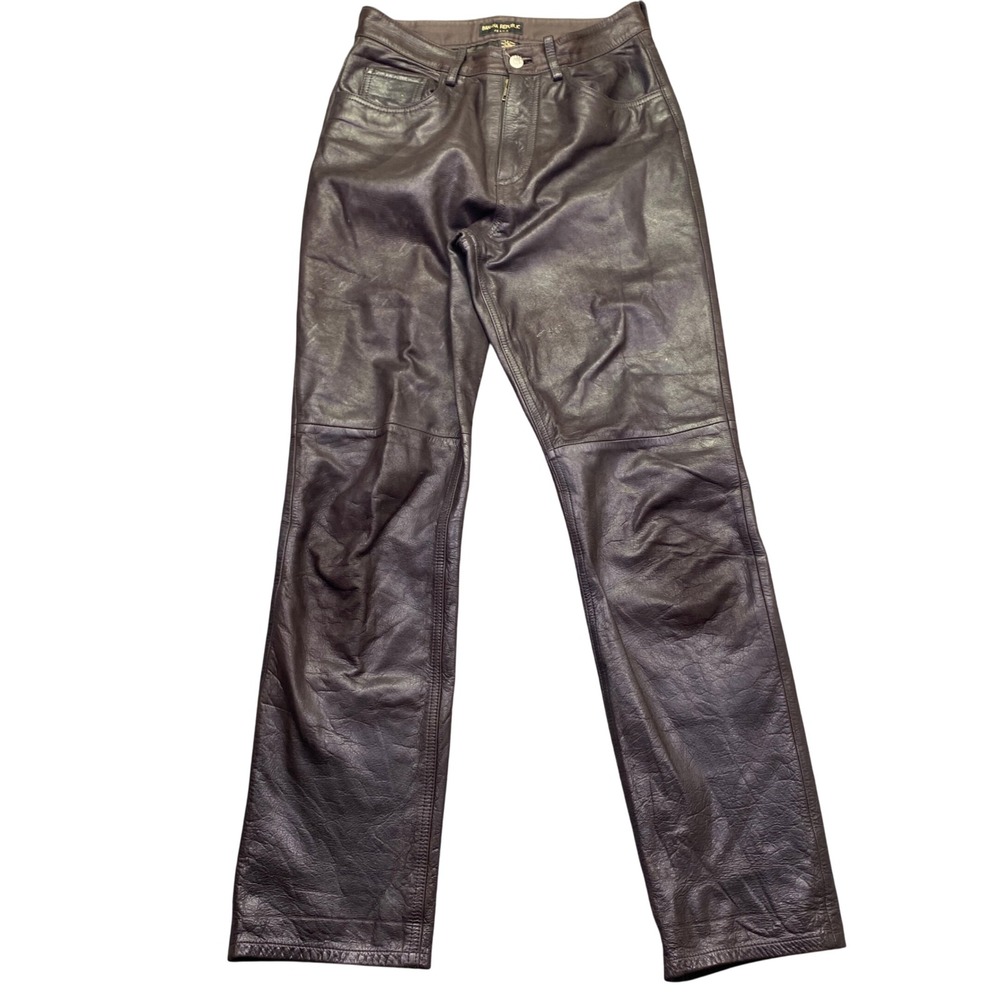 Banana Republic Jeans Womens 6 Brown Genuine Leather Straight Leg Pants 14051